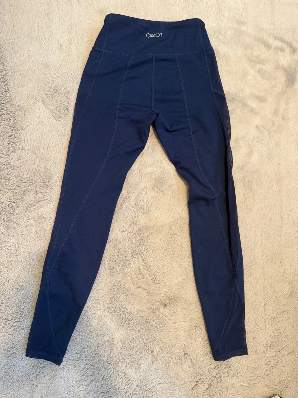 ONGASOFT Navy High Waisted Mesh Panel Leggings XS